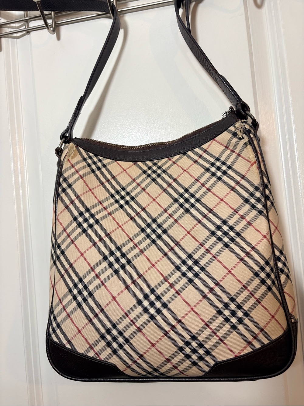 Burberry Vintage House Check Crossbody Bag Brown Saffiano Leather Trim - Picture 8 of 16